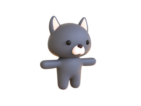 Chubby Wolf Animated for Games Model 3D