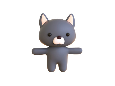 Chubby Wolf Animated for Games Model 3D