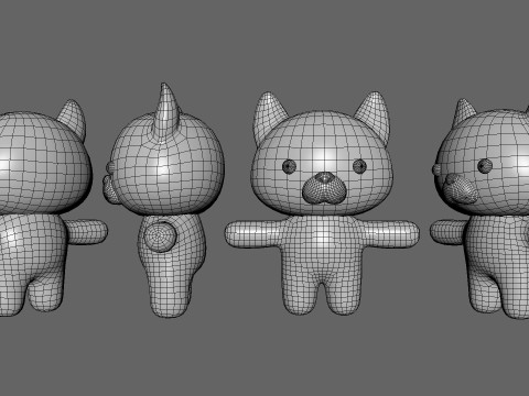 Chubby Wolf Animated for Games Model 3D