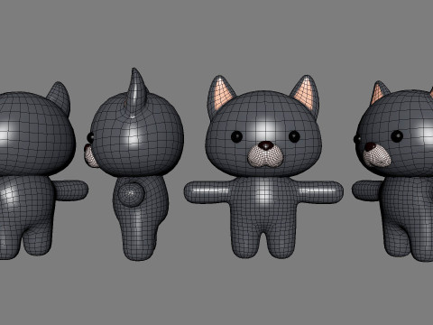 Chubby Wolf Animated for Games Model 3D