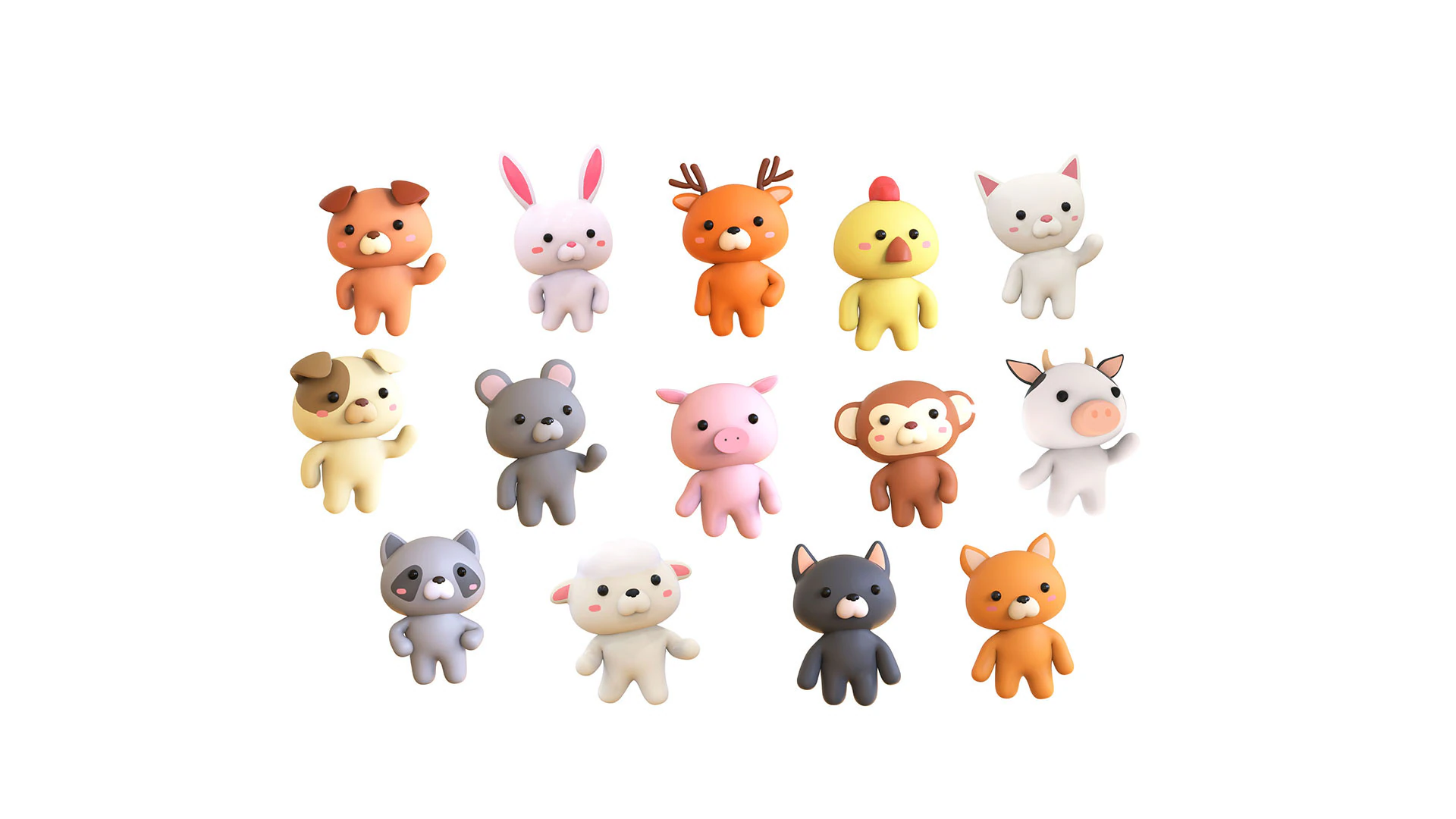 Funny 3D Cartoon Characters - Chubby Animated 3D Model .c4d .max .obj .3ds .fbx .stl .blend 