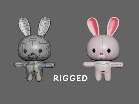 Rabbit Rigged Animated High Quality s for games Model 3D