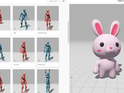 Cartoon Rabbit Animated Low Poly 3D Model