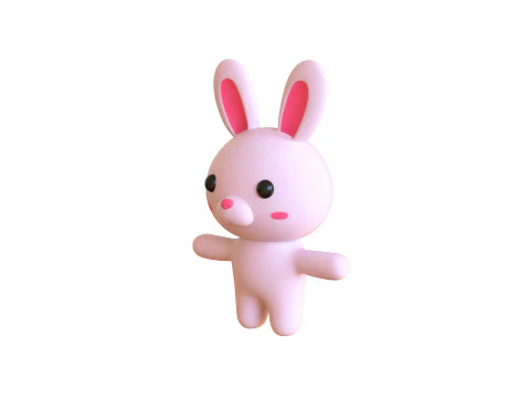 Cartoon Rabbit Animated Low Poly 3D Model