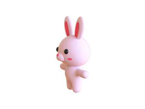 Cartoon Rabbit Animated Low Poly 3D Model