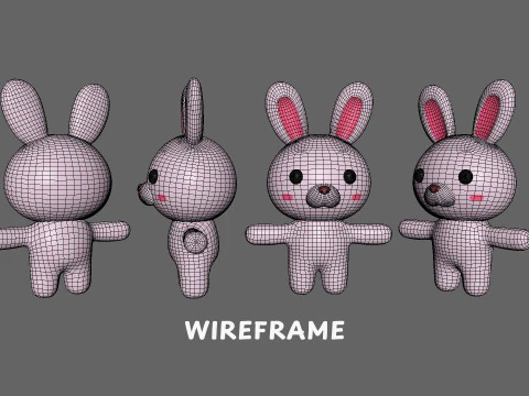 Cartoon Rabbit Animated Low Poly 3D Model