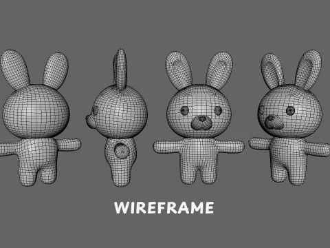 Cartoon Rabbit Animated Low Poly 3D Model