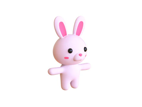 Cartoon Rabbit Animated Low Poly 3D Model