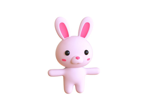 Cartoon Rabbit Animated Low Poly 3D Model