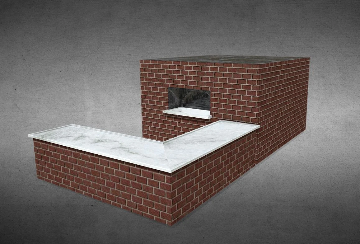 Brick Oven-Furnace 3D Model .c4d .max .obj .3ds .fbx .stl .blend