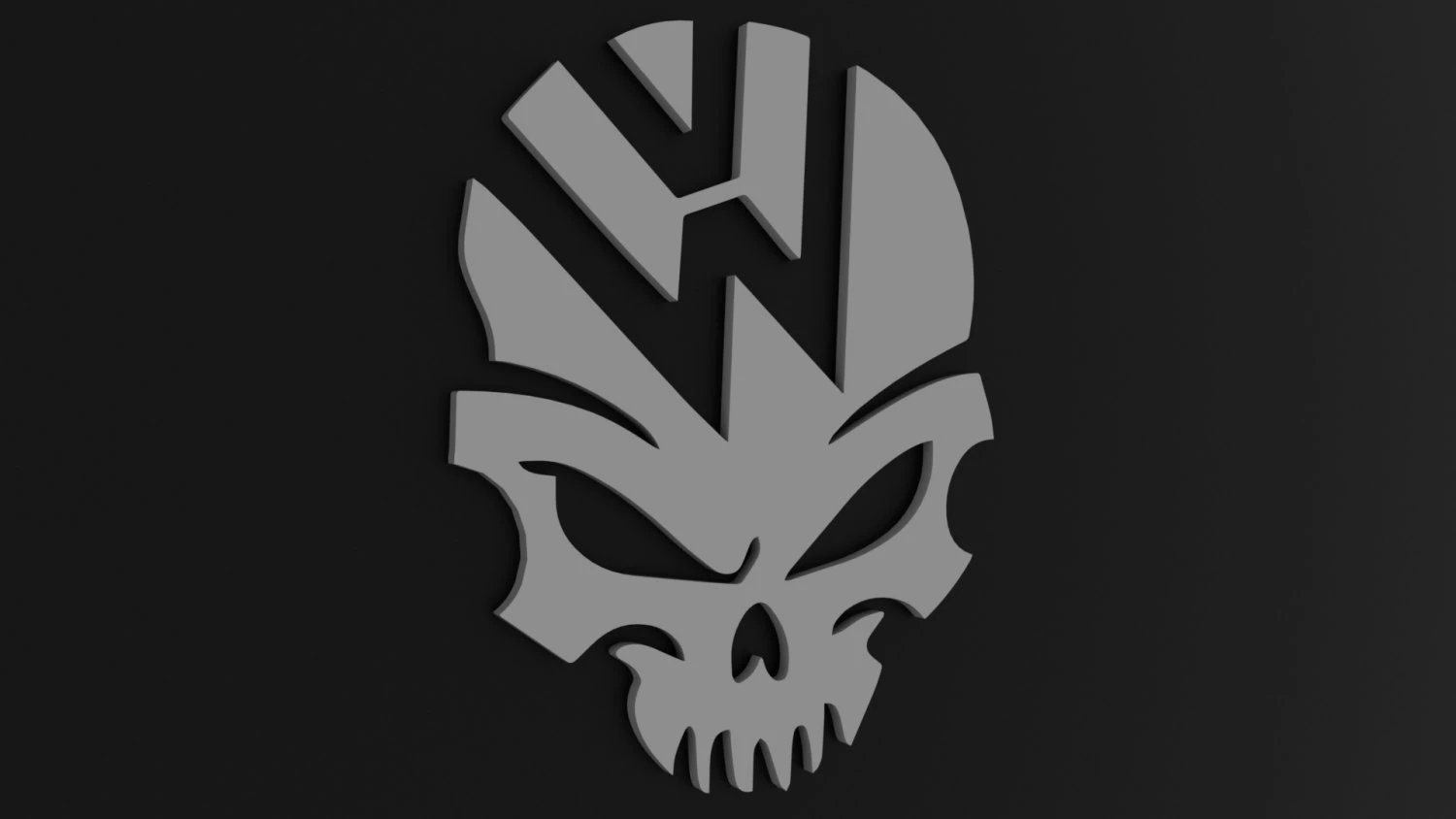 Skull Volkswagen Logo 3D Model .c4d .max .obj .3ds .fbx .stl .blend