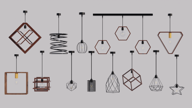 Pendant lights set of 20 lights Modelo 3D .c4d .max .obj .3ds .fbx .stl .blend 