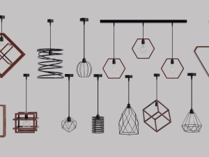 Pendant lights set of 20 lights Model 3D