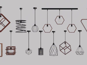 Conjunto de luminárias pendentes com 20 luminárias Modelo 3D