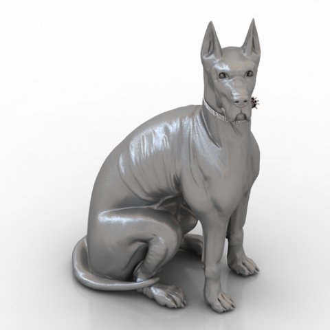 Figurine Dog Decoration 3D Model .c4d .max .obj .3ds .fbx .stl .blend 