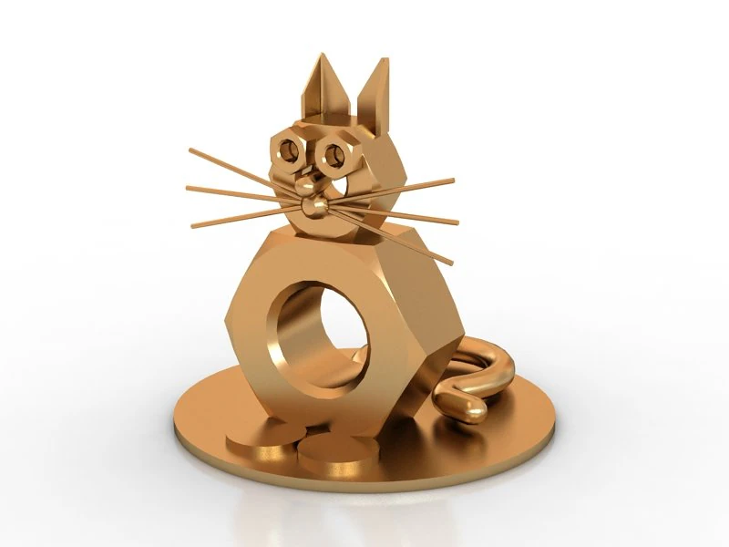 Figurine cat metal 3D Model .c4d .max .obj .3ds .fbx .stl .blend