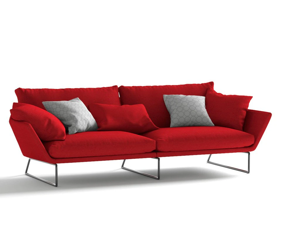 Red Sofa 3D Model .c4d .max .obj .3ds .fbx .stl .blend 