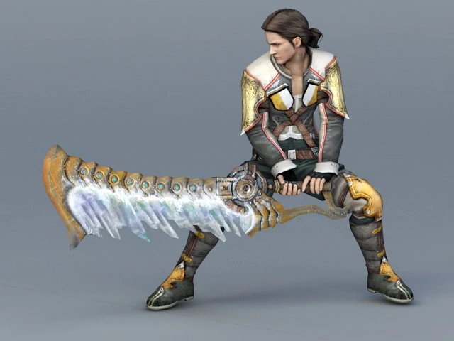 Greatsword Warrior 3D Model .c4d .max .obj .3ds .fbx .stl .blend 