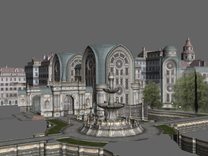 Gothic city building Model 3D