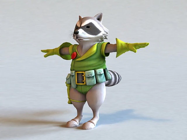 Raccoon warrior 3D Model .c4d .max .obj .3ds .fbx .stl .blend