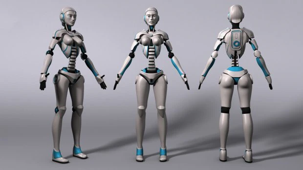 Sci-fi Female Robot 3D Model .c4d .max .obj .3ds .fbx .stl .blend 