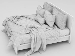 White Double bed 3D Model