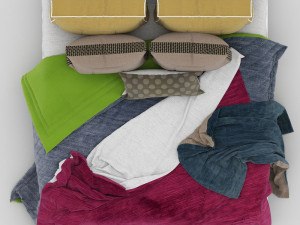 White Double bed 3D 모델