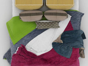 White Double bed 3D Model