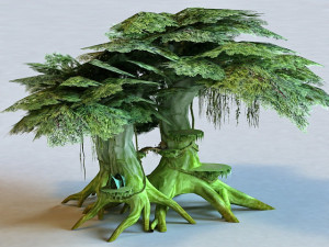 Anime Elf Tree House 3D Model
