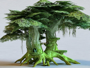 Anime Elf Tree House Modelo 3D