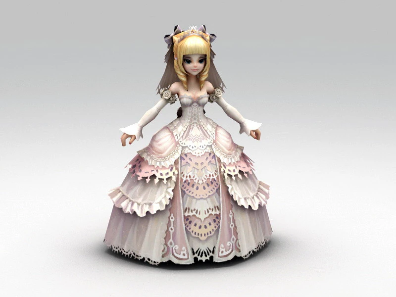 Anime Bride 3D Model .c4d .max .obj .3ds .fbx .stl .blend 