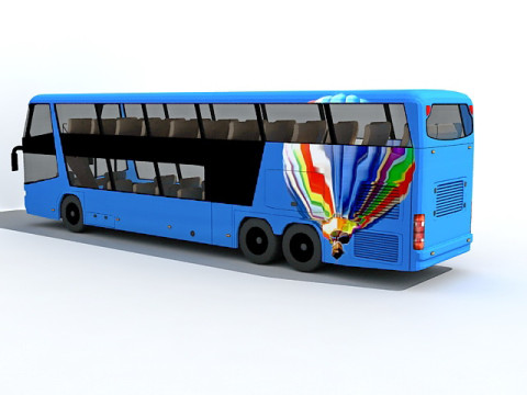 Blue double decker bus Modelo 3D