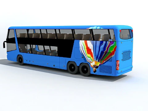 Blue double decker bus 3D Model