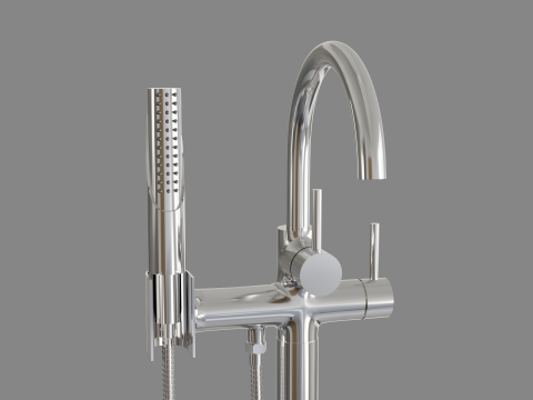 Chromowana wanna wolnostojąca Wypełniacz 01 Model 3D