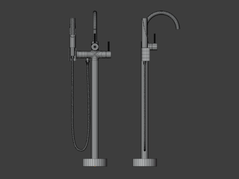 Chromowana wanna wolnostojąca Wypełniacz 01 Model 3D