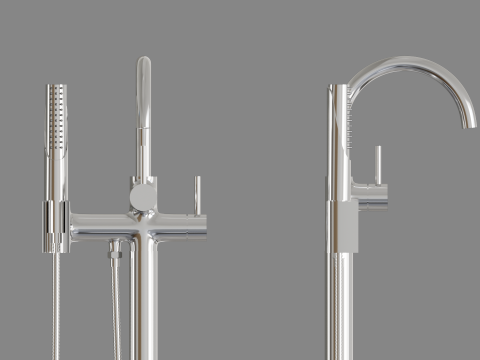 Chromowana wanna wolnostojąca Wypełniacz 01 Model 3D