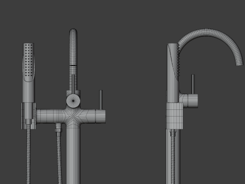 Chromowana wanna wolnostojąca Wypełniacz 01 Model 3D