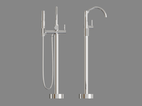 Chromowana wanna wolnostojąca Wypełniacz 01 Model 3D