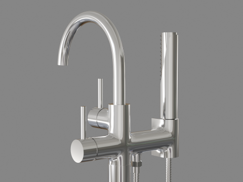 Chromowana wanna wolnostojąca Wypełniacz 01 Model 3D