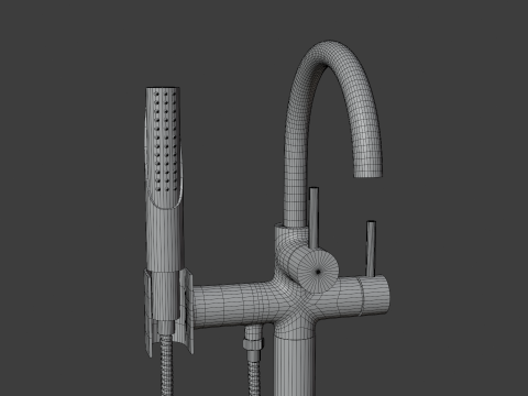 Chromowana wanna wolnostojąca Wypełniacz 01 Model 3D