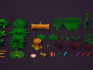 EMBERLIGHT - Stylized Foliage Pack - Lowpoly and Gameready 3D Model