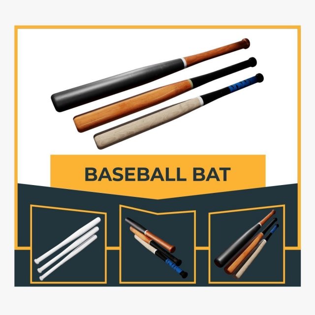 Baseball Bat Pack Low-poly Model 3D .c4d .max .obj .3ds .fbx .stl .blend 