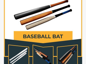 Baseball Bat Pack Low-poly 3D Model