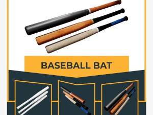 野球バットパック ローポリ 3Dモデル