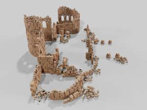 Brick Ruins Low-poly 3D 모델