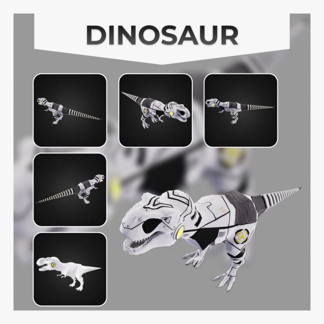 T- Rex Dinosaur Robot Low-poly 3D Model .c4d .max .obj .3ds .fbx .stl .blend 