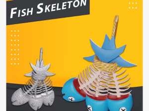 Fish Skeleton Low-poly 3D Model