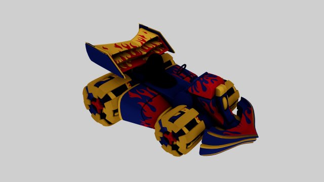 Toonish Racing fire Kart 3D 模型 .c4d .max .obj .3ds .fbx .stl .blend 