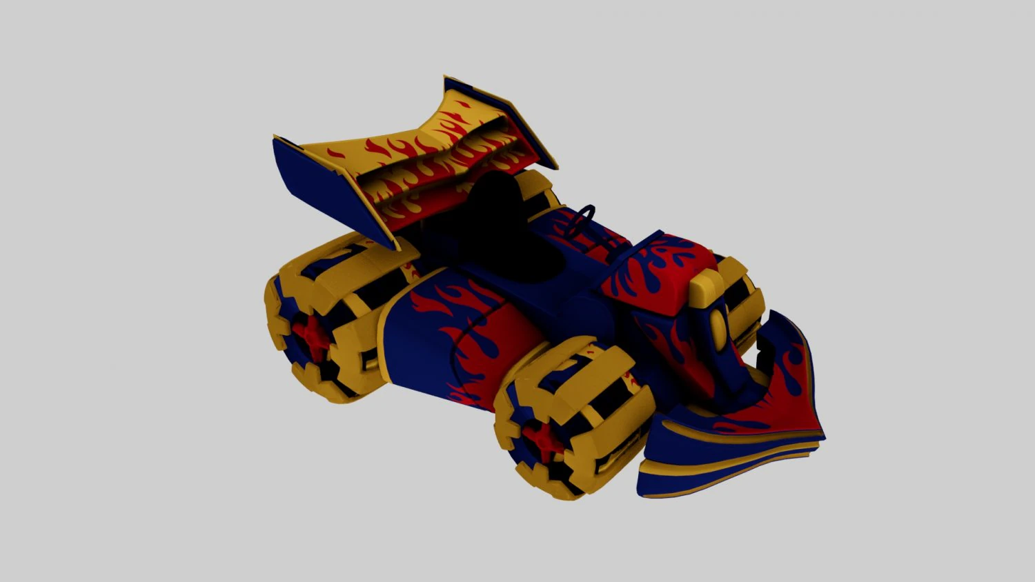 Toonish Racing fire Kart 3D Model .c4d .max .obj .3ds .fbx .stl .blend