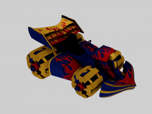 Toonish Racing fire Kart 3D Model